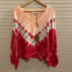 True Craft Size M Coral Tie Dye Happy Daze Sweatshirt
